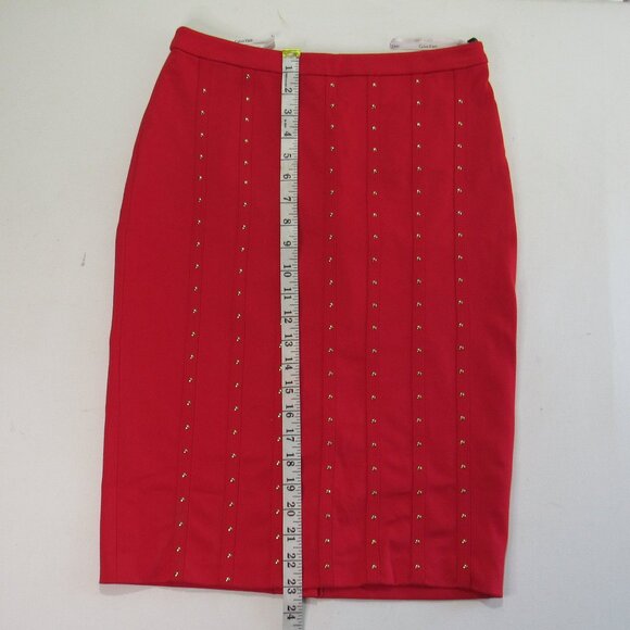 Calvin Klein Women's Heatfix Gold Studded Ponte Knit Pencil Skirt Size 2 - Picture 7 of 7